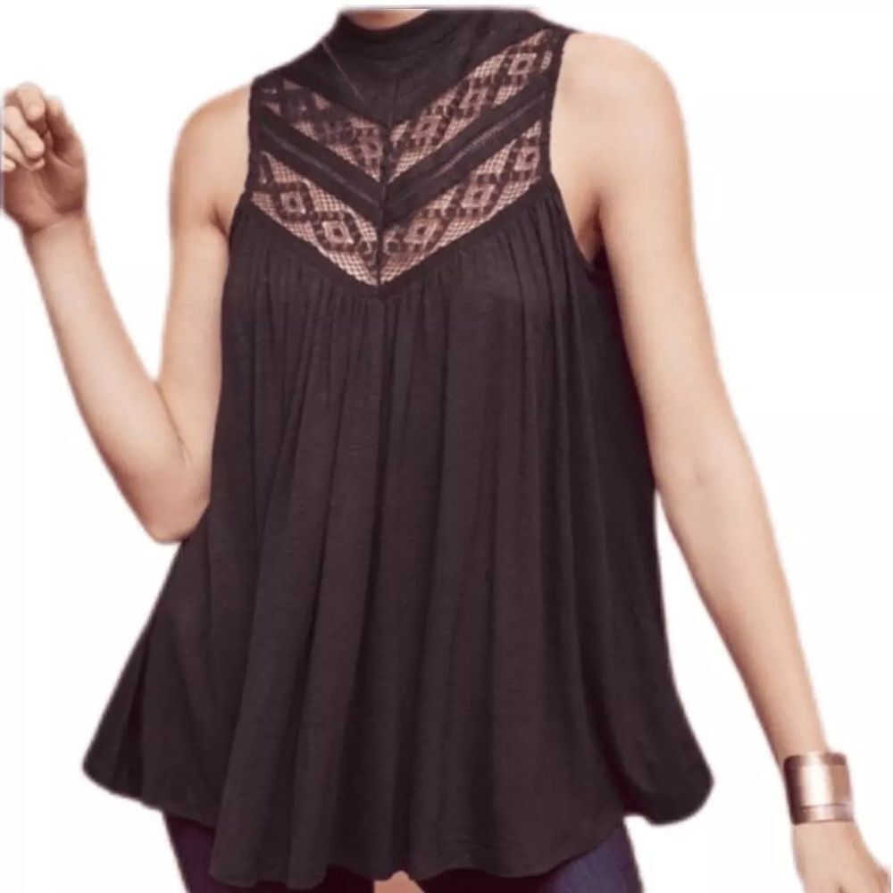 Anthropologie Deletta Lace Top in Black Size XS EUC feminine dark fairy